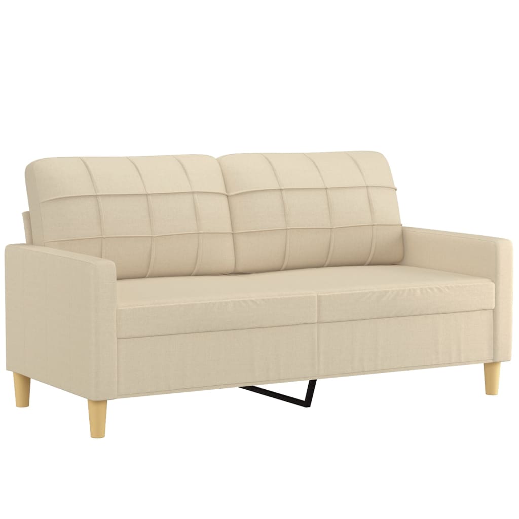 Tweezitsbank met sierkussens 140 cm stof crèmekleurig