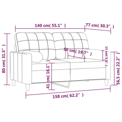 Tweezitsbank met sierkussens 140 cm stof crèmekleurig