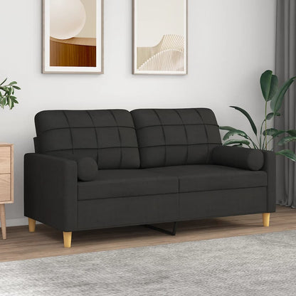Tweezitsbank met sierkussens 140 cm stof zwart