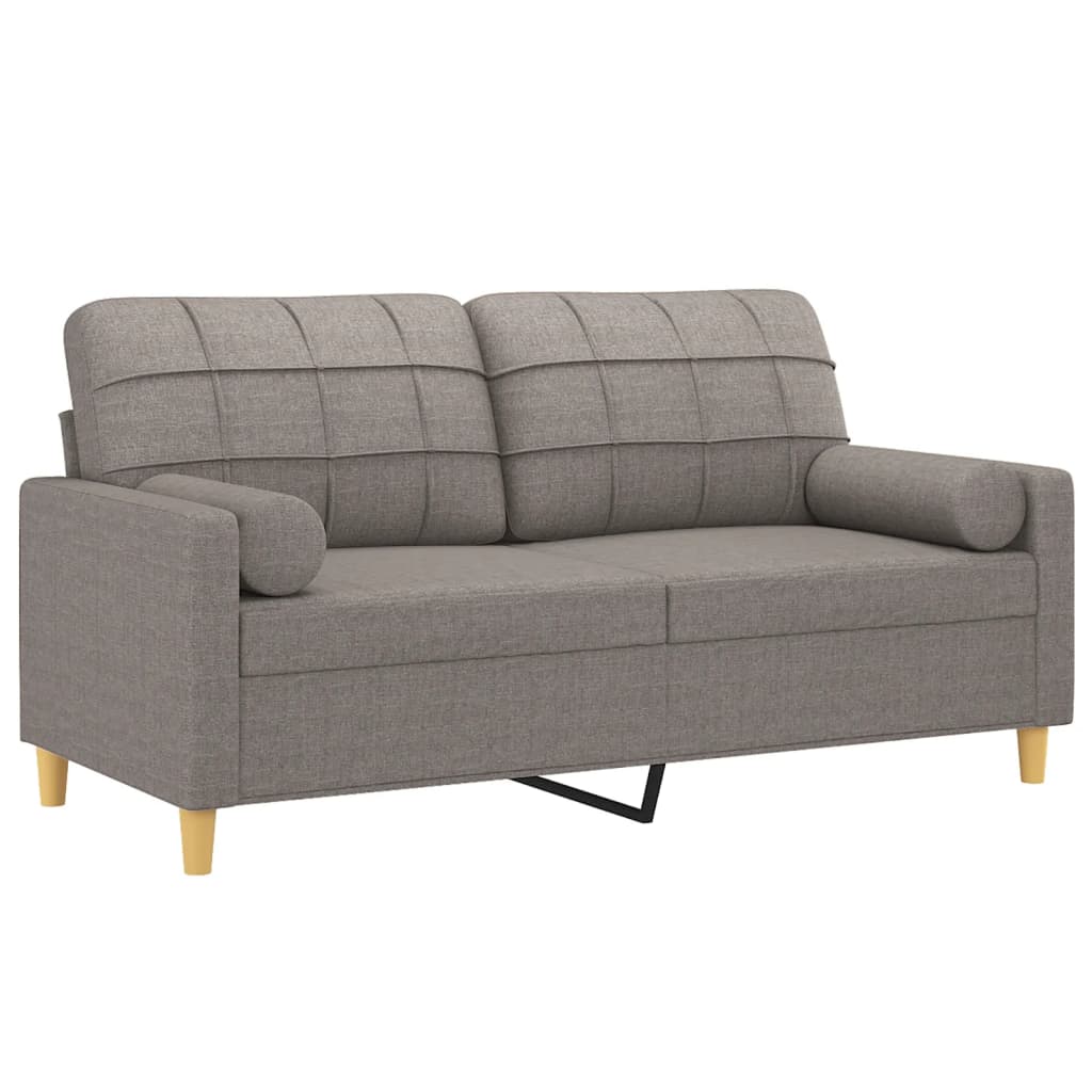 Tweezitsbank met sierkussens 140 cm stof taupe