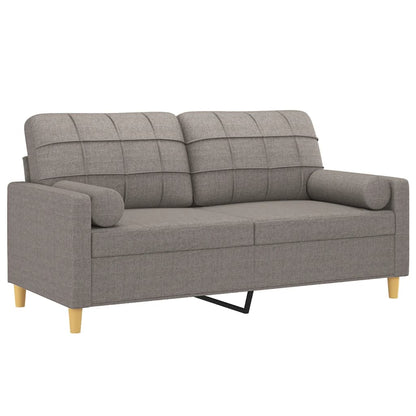 Tweezitsbank met sierkussens 140 cm stof taupe