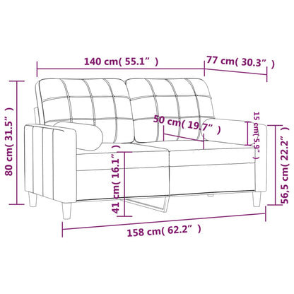 Tweezitsbank met sierkussens 140 cm stof taupe