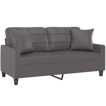 Tweezitsbank met sierkussens 140 cm kunstleer grijs
