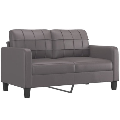 Tweezitsbank met sierkussens 140 cm kunstleer grijs