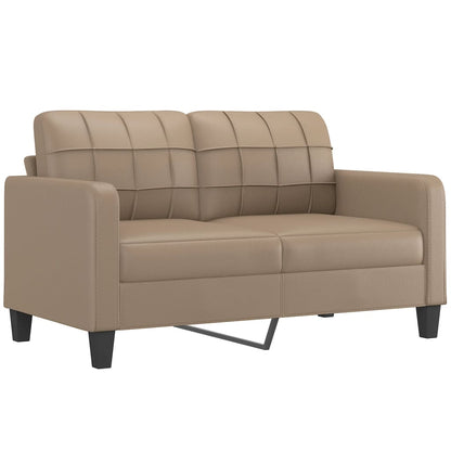 Tweezitsbank met sierkussens 140 cm kunstleer cappuccinokleurig