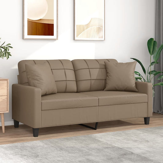 Tweezitsbank met sierkussens 140 cm kunstleer cappuccinokleurig