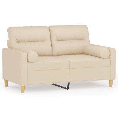 Tweezitsbank met sierkussens 120 cm stof crèmekleurig