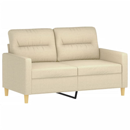Tweezitsbank met sierkussens 120 cm stof crèmekleurig