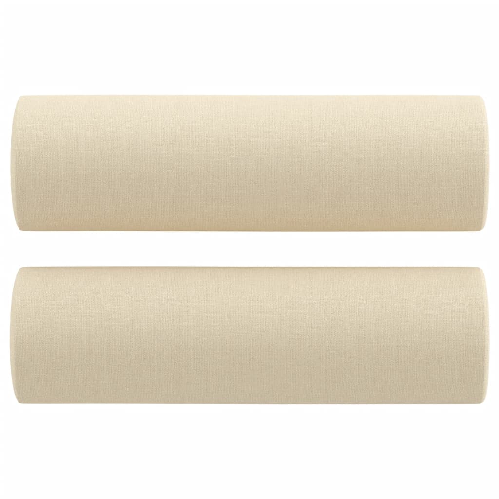 Tweezitsbank met sierkussens 120 cm stof crèmekleurig