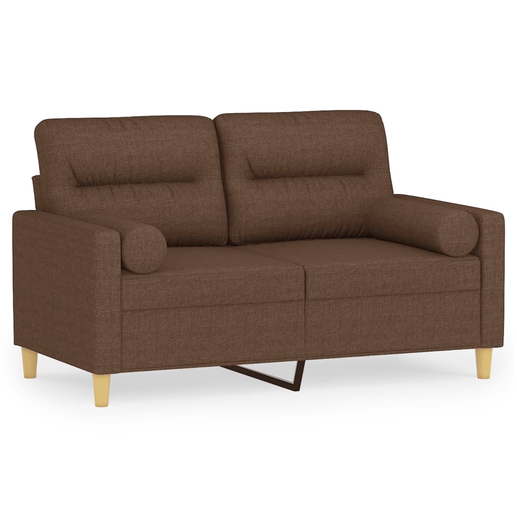 Tweezitsbank met sierkussens 120 cm stof bruin