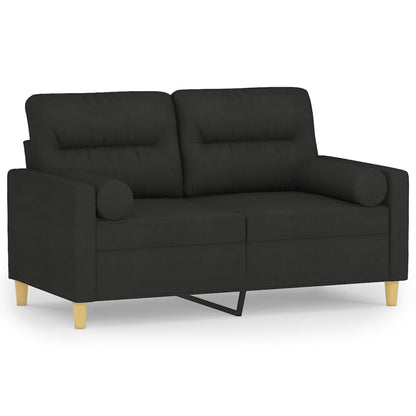 Tweezitsbank met sierkussens 120 cm stof zwart