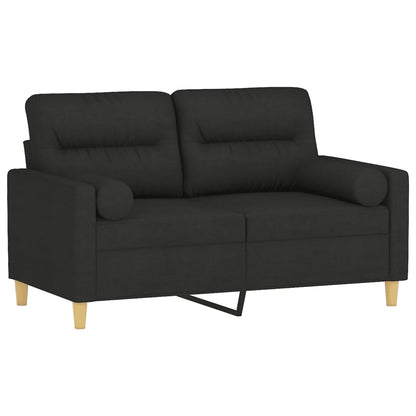 Tweezitsbank met sierkussens 120 cm stof zwart