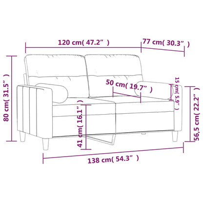 Tweezitsbank met sierkussens 120 cm stof zwart