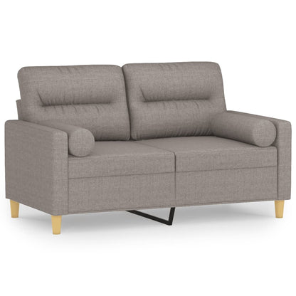 Tweezitsbank met sierkussens 120 cm stof taupe