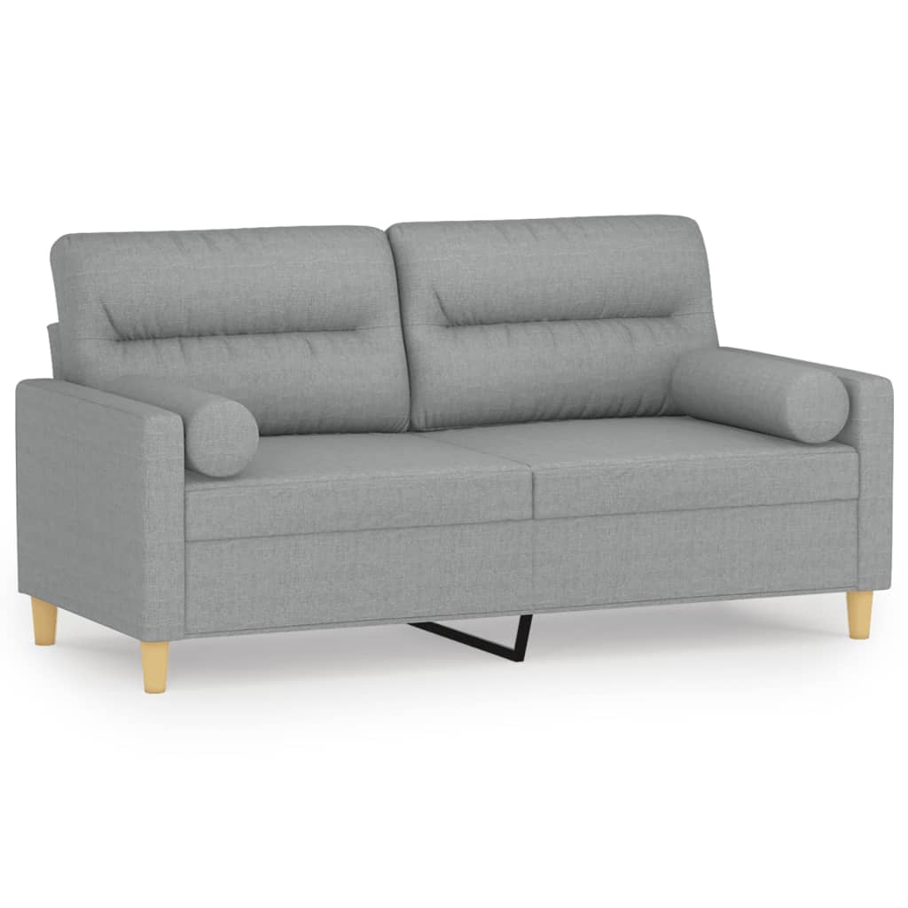 Tweezitsbank met sierkussens 140 cm stof lichtgrijs