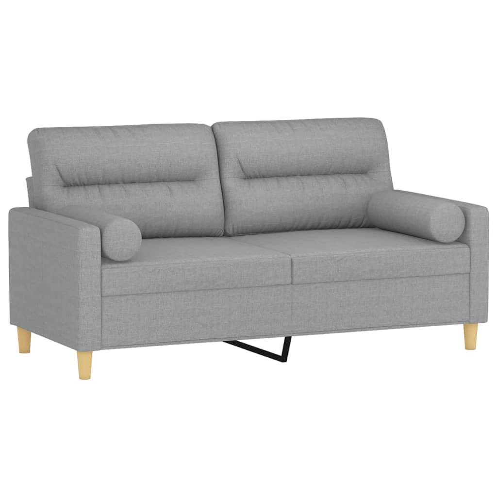Tweezitsbank met sierkussens 140 cm stof lichtgrijs