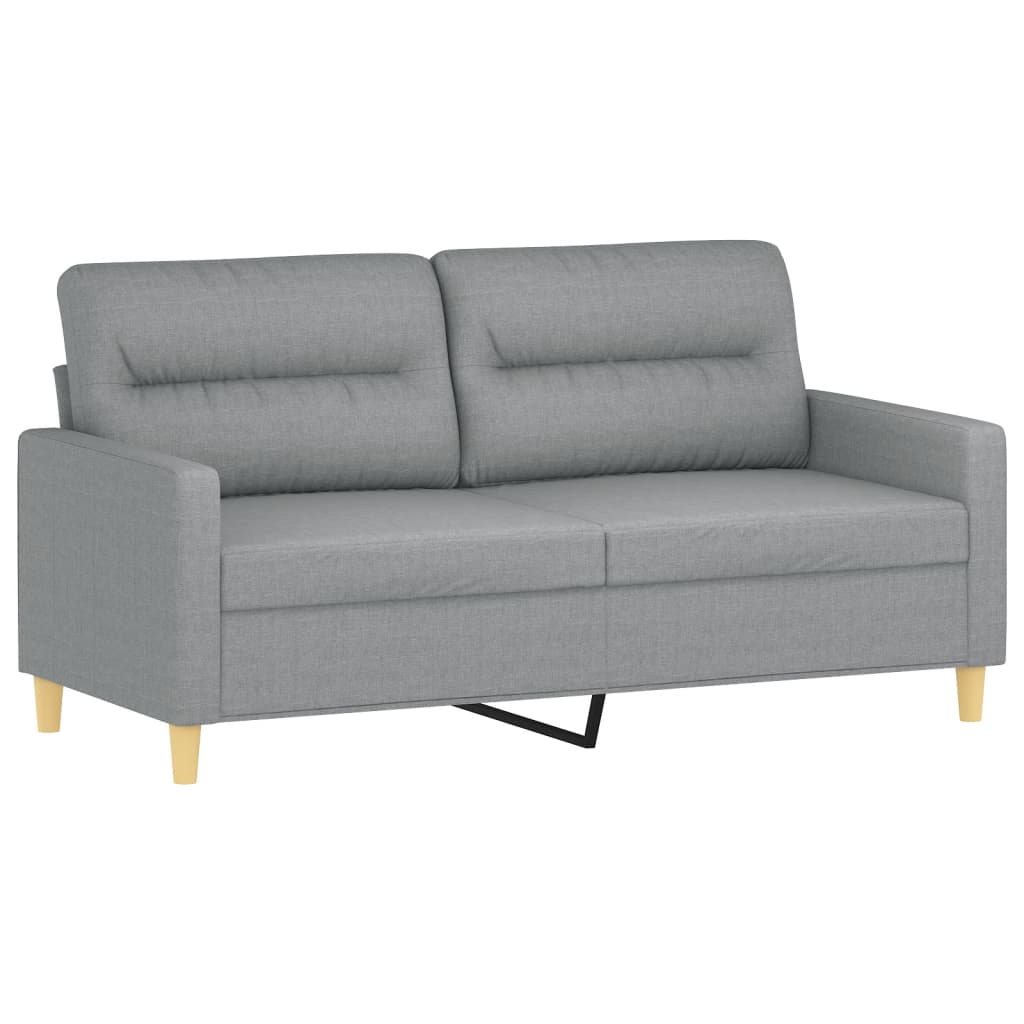 Tweezitsbank met sierkussens 140 cm stof lichtgrijs
