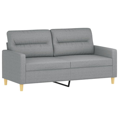 Tweezitsbank met sierkussens 140 cm stof lichtgrijs