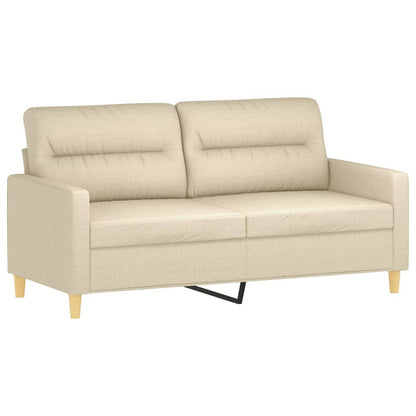 Tweezitsbank met sierkussens 140 cm stof crèmekleurig