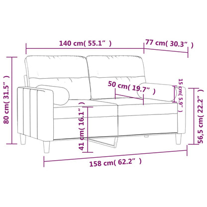 Tweezitsbank met sierkussens 140 cm stof crèmekleurig