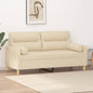 Tweezitsbank met sierkussens 140 cm stof crèmekleurig