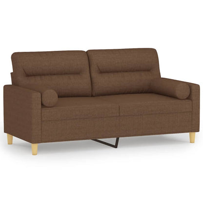 Tweezitsbank met sierkussens 140 cm stof bruin