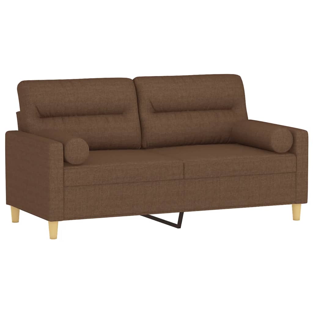 Tweezitsbank met sierkussens 140 cm stof bruin