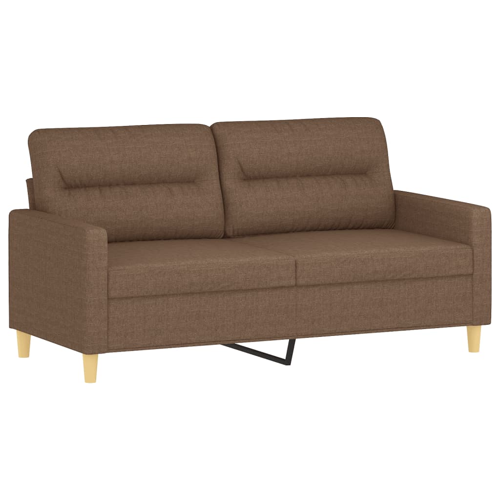 Tweezitsbank met sierkussens 140 cm stof bruin