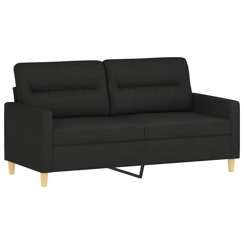 Tweezitsbank met sierkussens 140 cm stof zwart