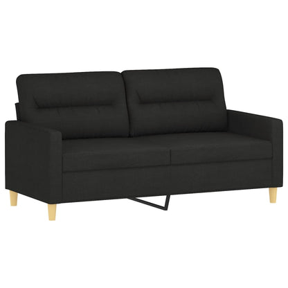 Tweezitsbank met sierkussens 140 cm stof zwart