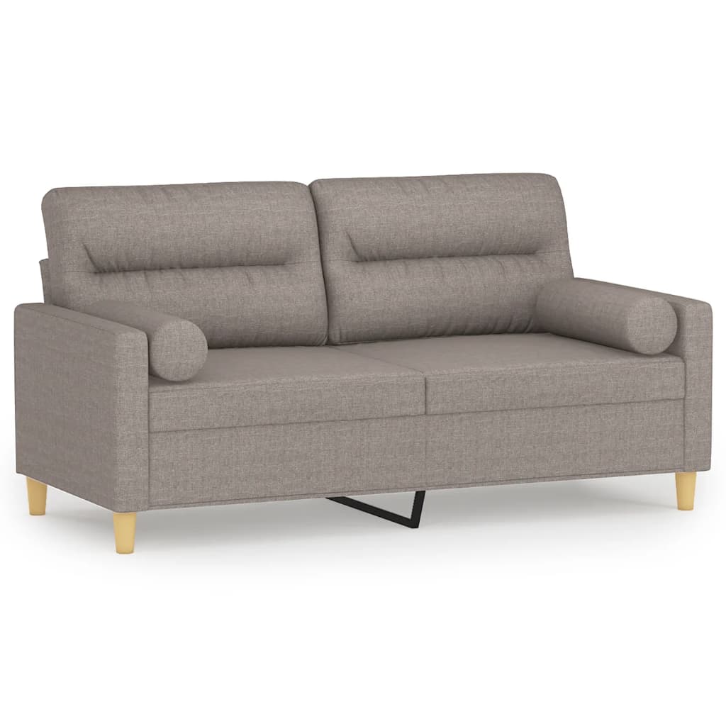 Tweezitsbank met sierkussens 140 cm stof taupe