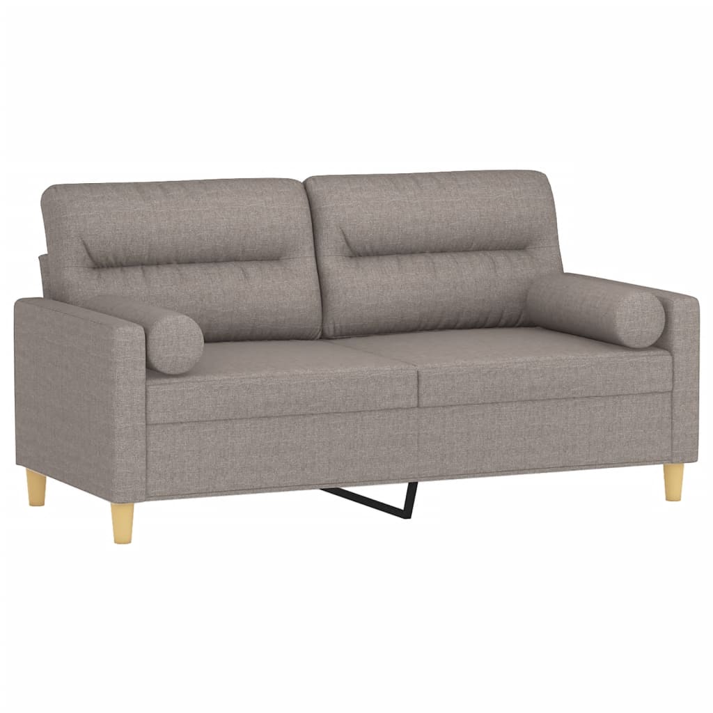 Tweezitsbank met sierkussens 140 cm stof taupe