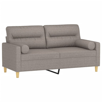 Tweezitsbank met sierkussens 140 cm stof taupe