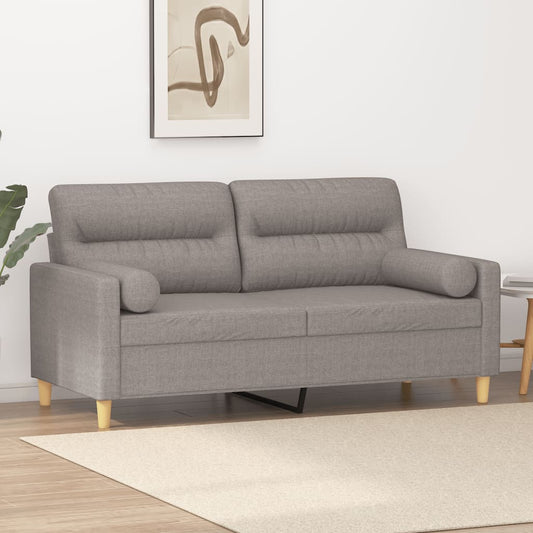 Tweezitsbank met sierkussens 140 cm stof taupe