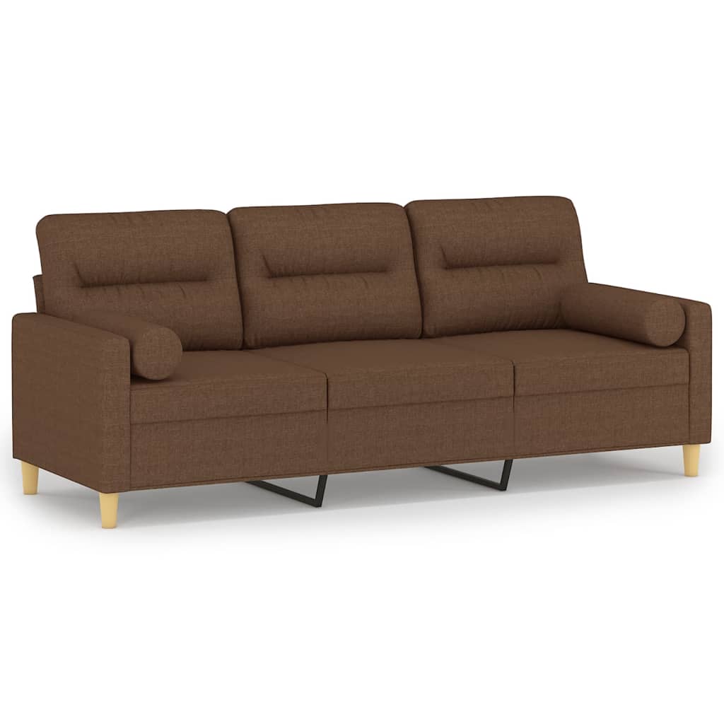 Driezitsbank met sierkussens 180 cm stof bruin