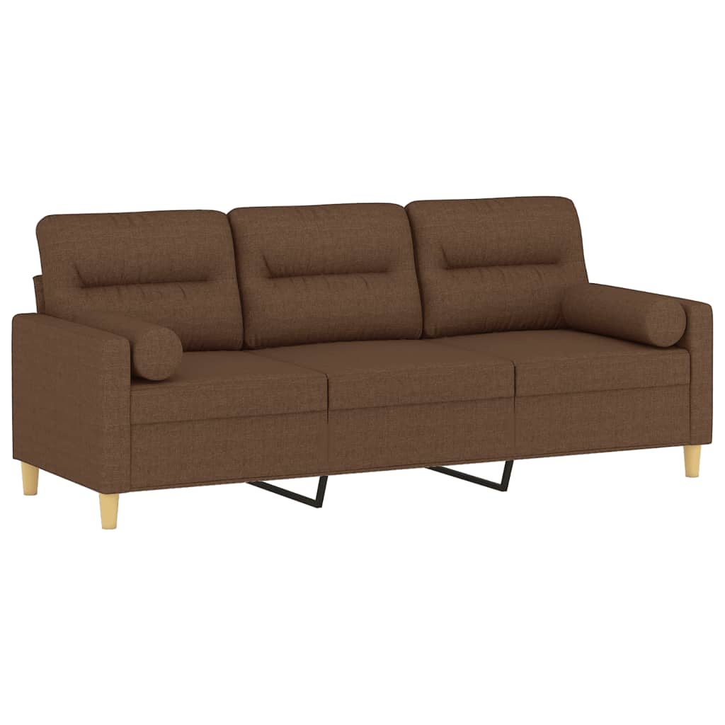 Driezitsbank met sierkussens 180 cm stof bruin