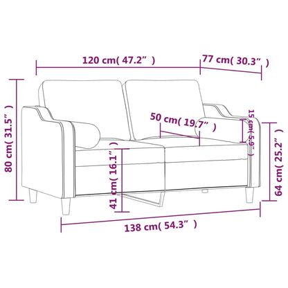 Tweezitsbank met sierkussens 120 cm stof lichtgrijs