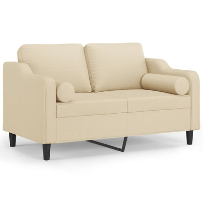 Tweezitsbank met sierkussens 120 cm stof crèmekleurig