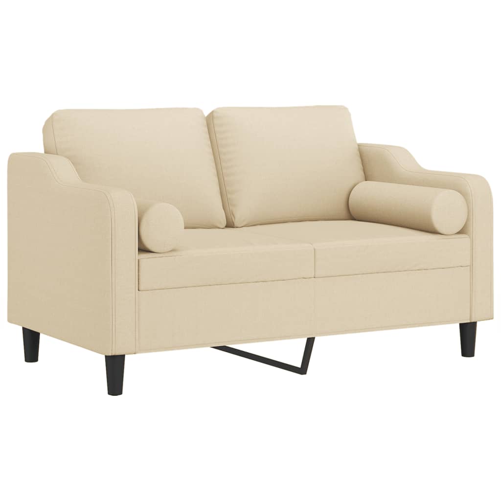 Tweezitsbank met sierkussens 120 cm stof crèmekleurig