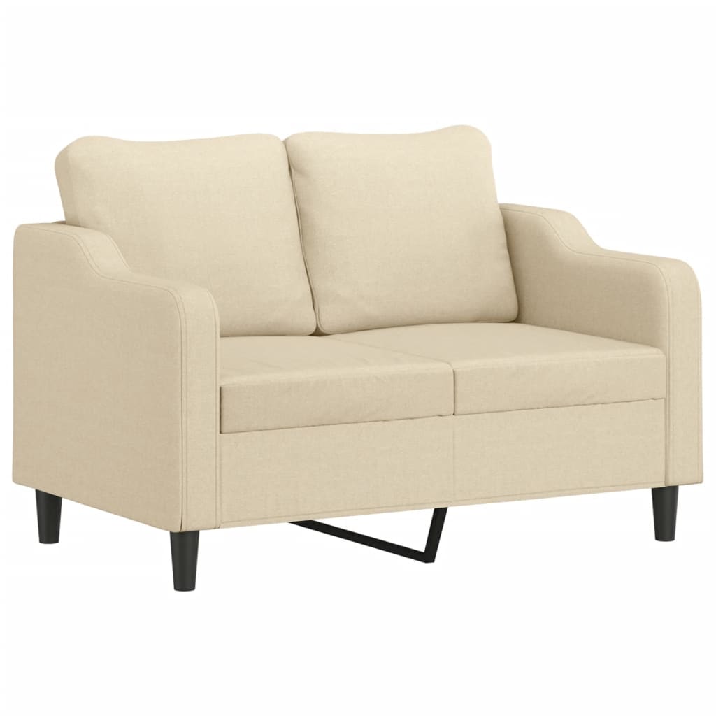 Tweezitsbank met sierkussens 120 cm stof crèmekleurig