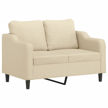 Tweezitsbank met sierkussens 120 cm stof crèmekleurig