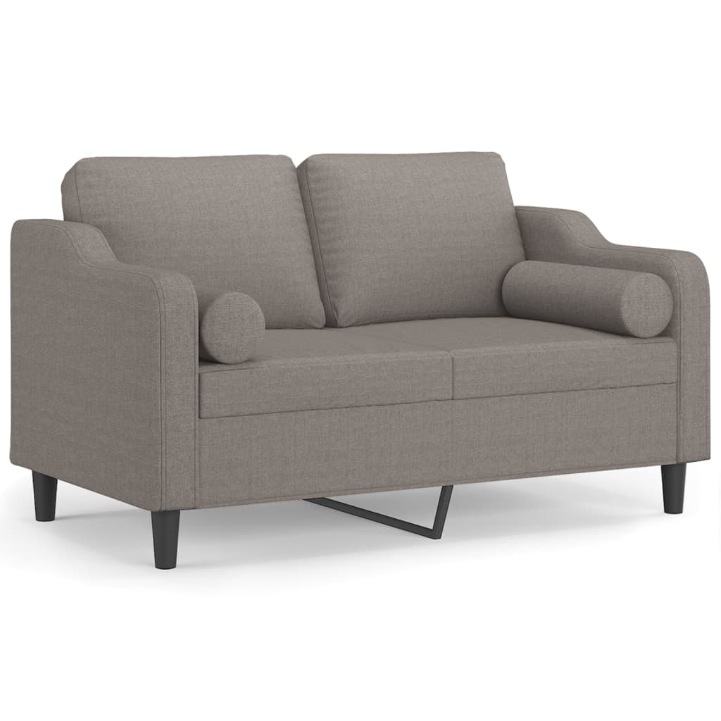 Tweezitsbank met sierkussens 120 cm stof taupe