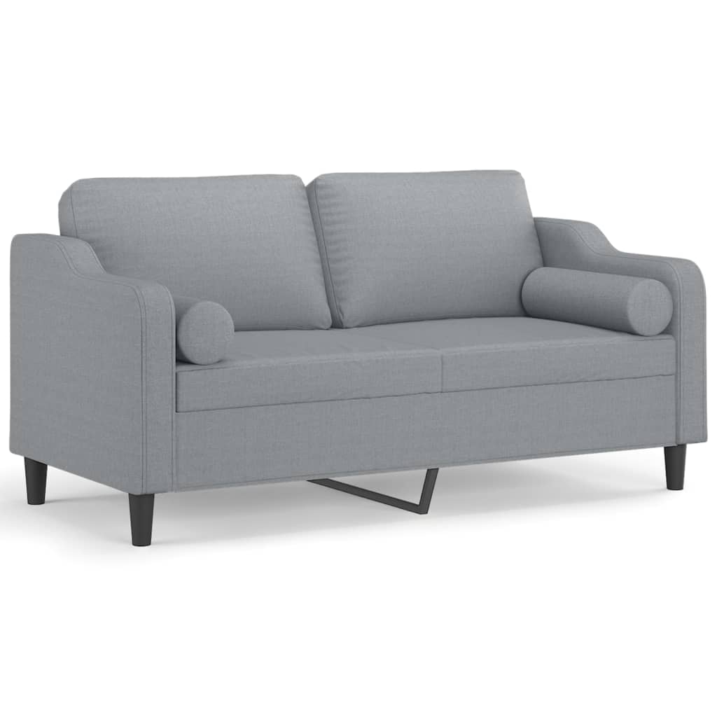 Tweezitsbank met sierkussens 140 cm stof lichtgrijs
