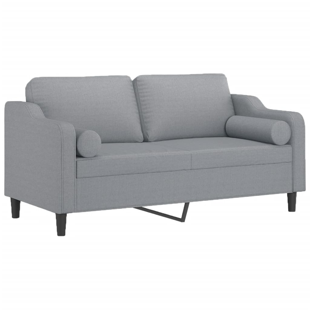 Tweezitsbank met sierkussens 140 cm stof lichtgrijs