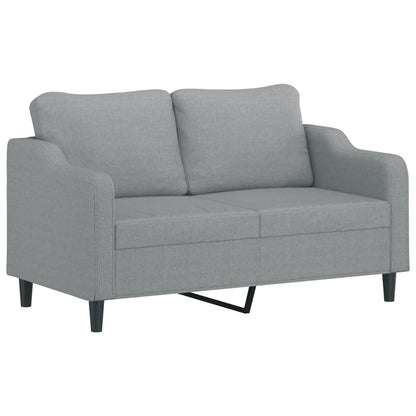 Tweezitsbank met sierkussens 140 cm stof lichtgrijs