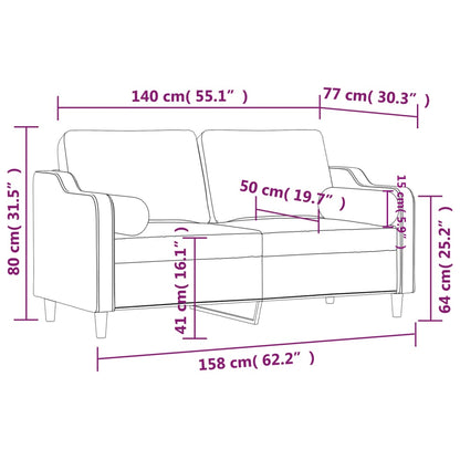 Tweezitsbank met sierkussens 140 cm stof lichtgrijs
