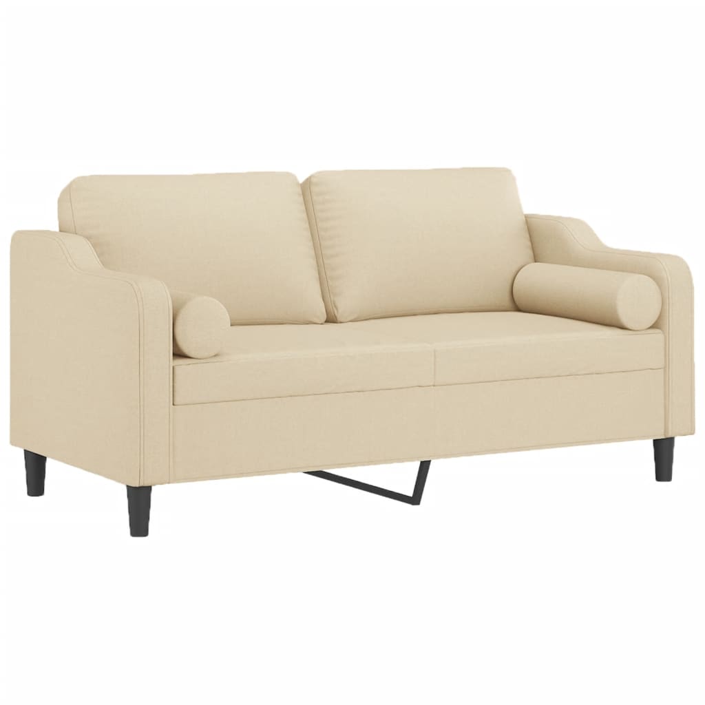 Tweezitsbank met sierkussens 140 cm stof crèmekleurig