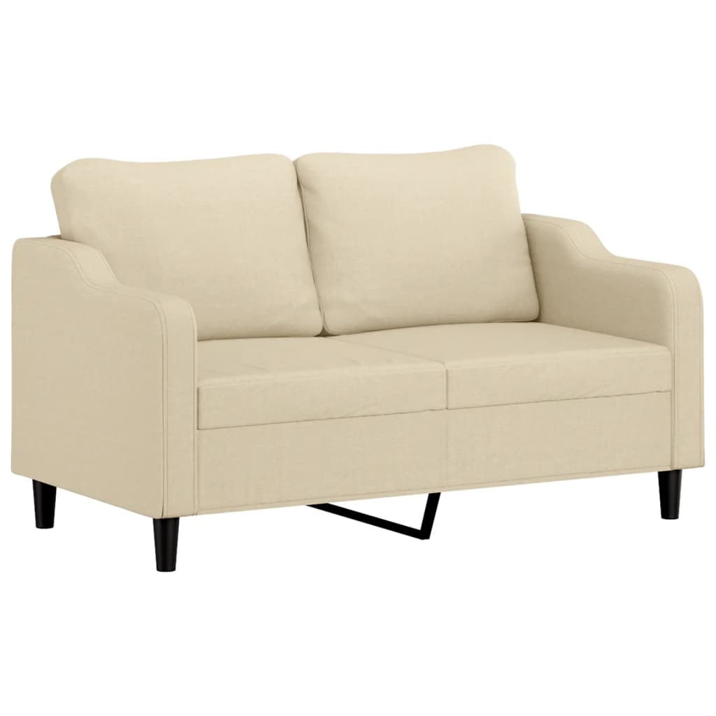 Tweezitsbank met sierkussens 140 cm stof crèmekleurig