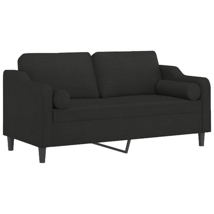 Tweezitsbank met sierkussens 140 cm stof zwart