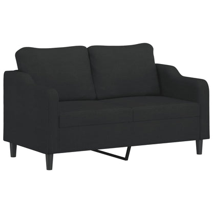 Tweezitsbank met sierkussens 140 cm stof zwart